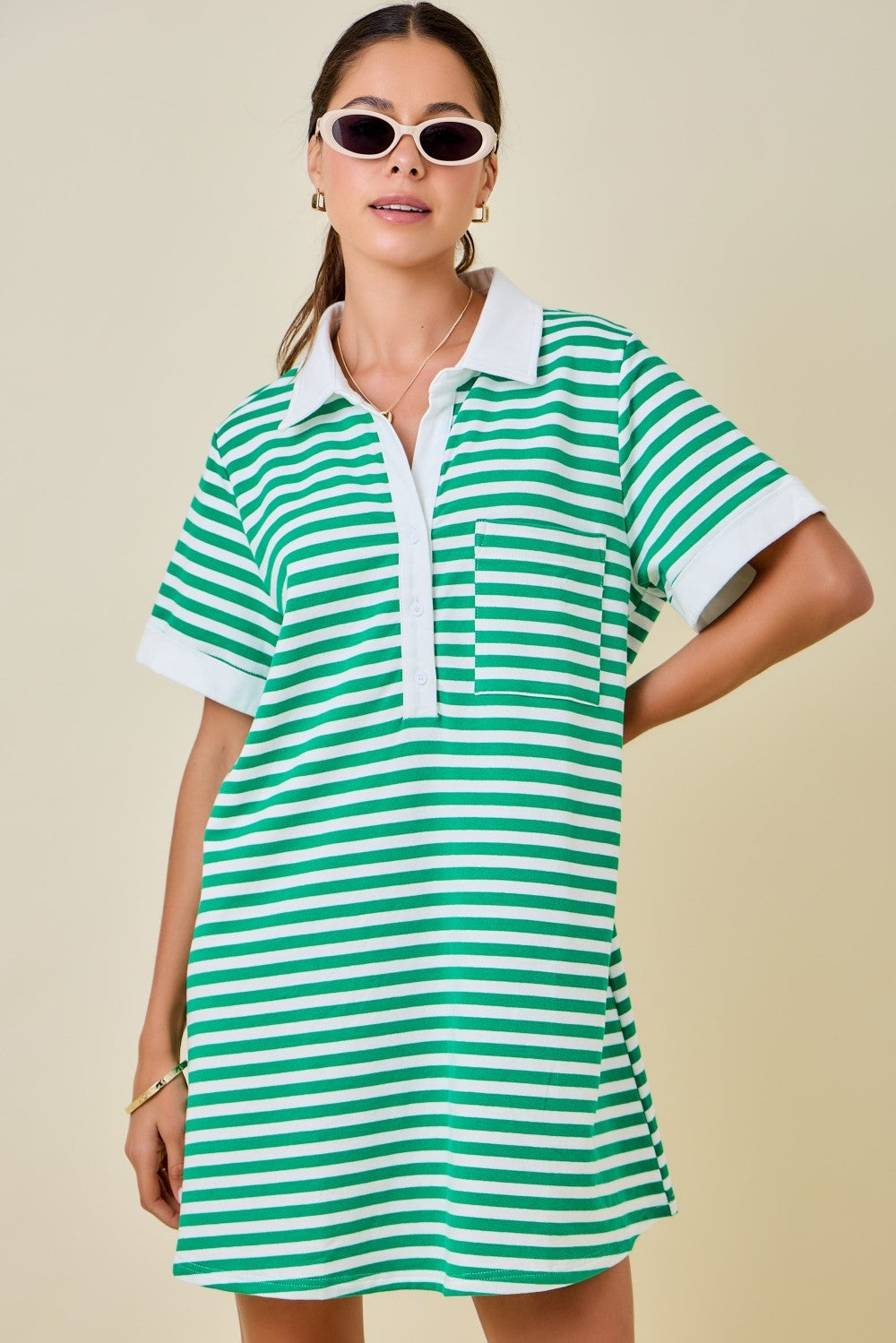 Dolly Striped Rugby Sweatshirt Dress