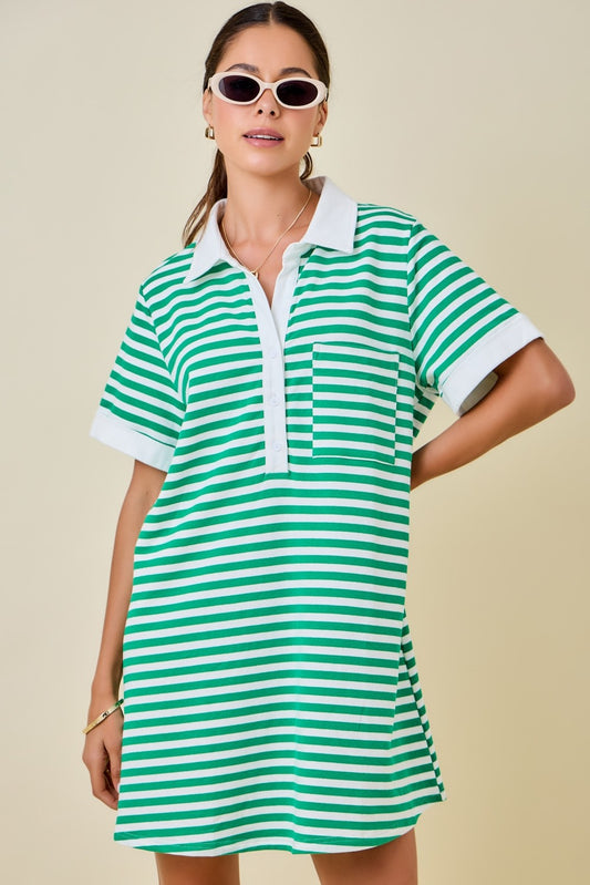 Dolly Striped Rugby Sweatshirt Dress