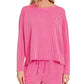 Rib Long Sleeve Tee & Shorts Set Fuchsia