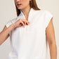 Modal Scuba Quarter Zip Sleeveless Top Cream