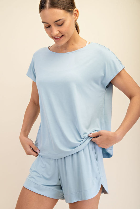 Basic Boat Neck Top blue