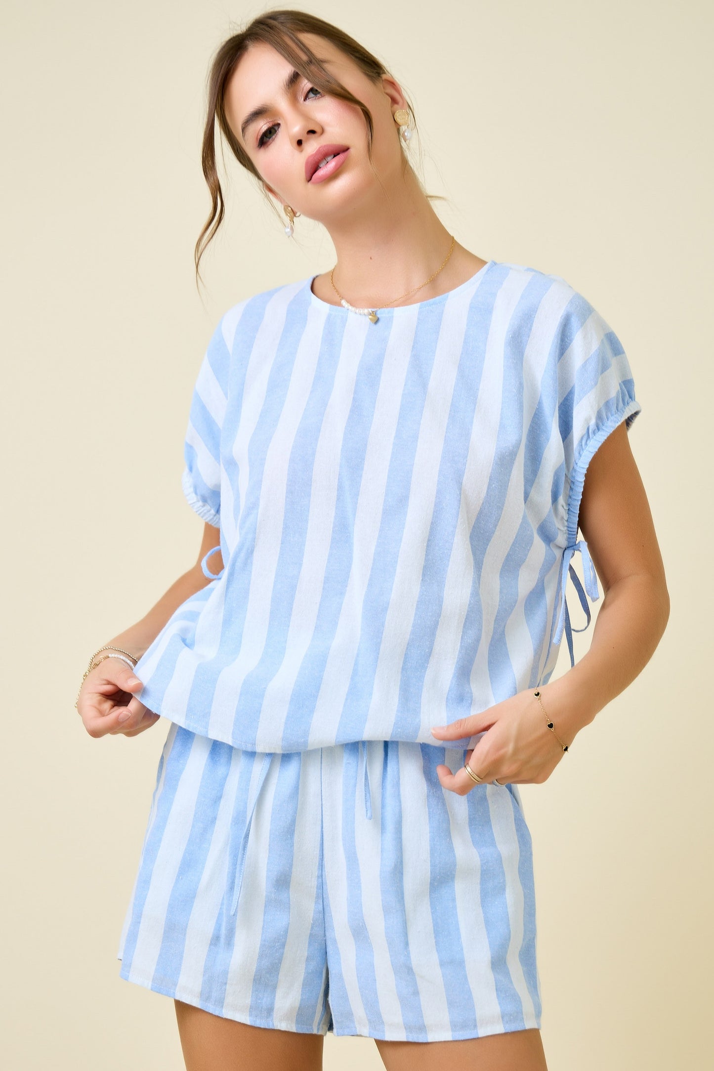 Daphne Blue Striped Set