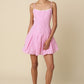 Rosette Gingham Flared Mini Dress