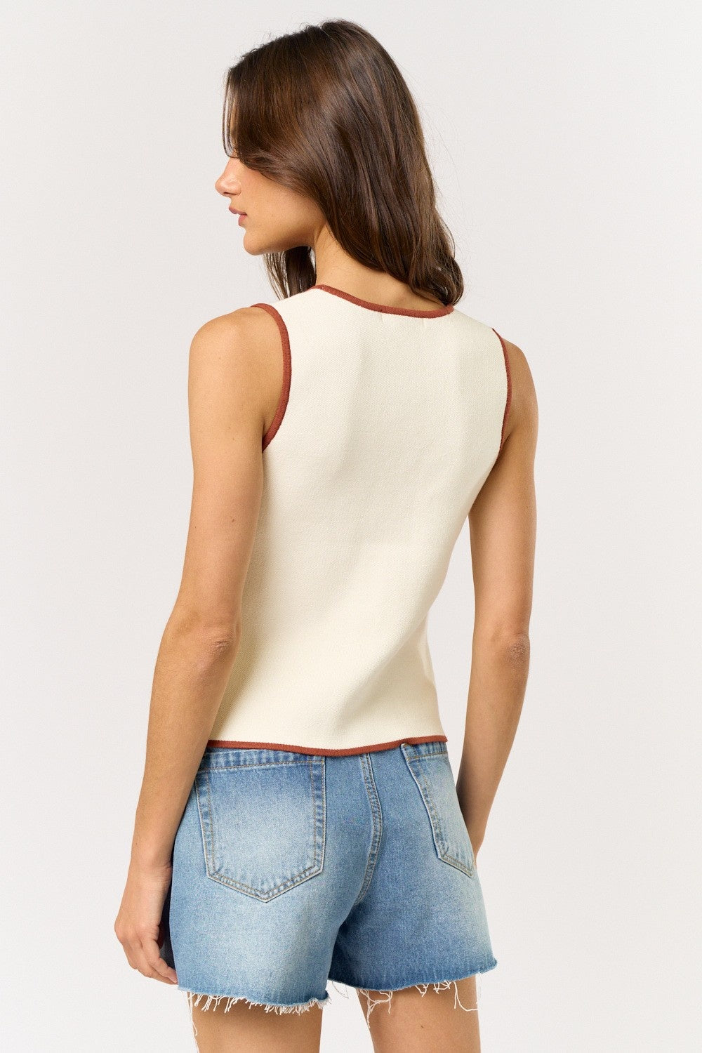 Lara white and brown top