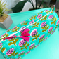 Quilted Makeup Bags | Cosmetic Toiletry Bag | Aqua Floral