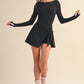 Long Sleeve Wrap Tie Front Dress
