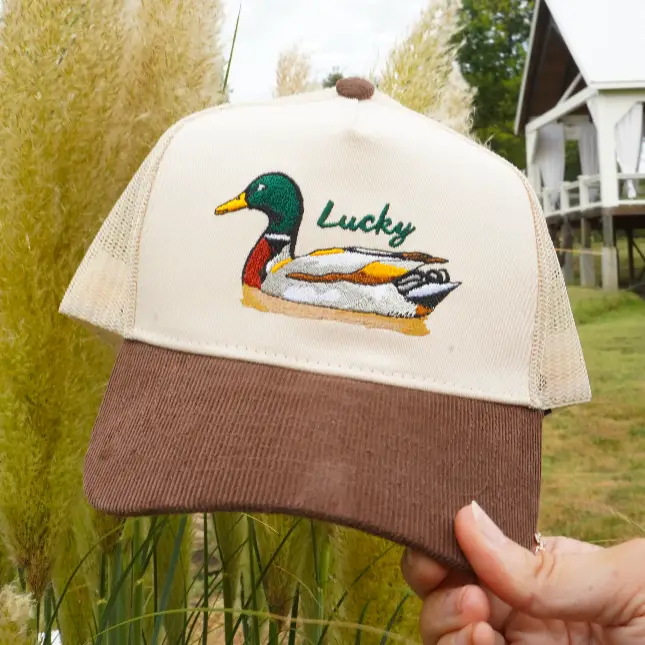 Lucky Duck - Brown Corduroy Trucker Hat