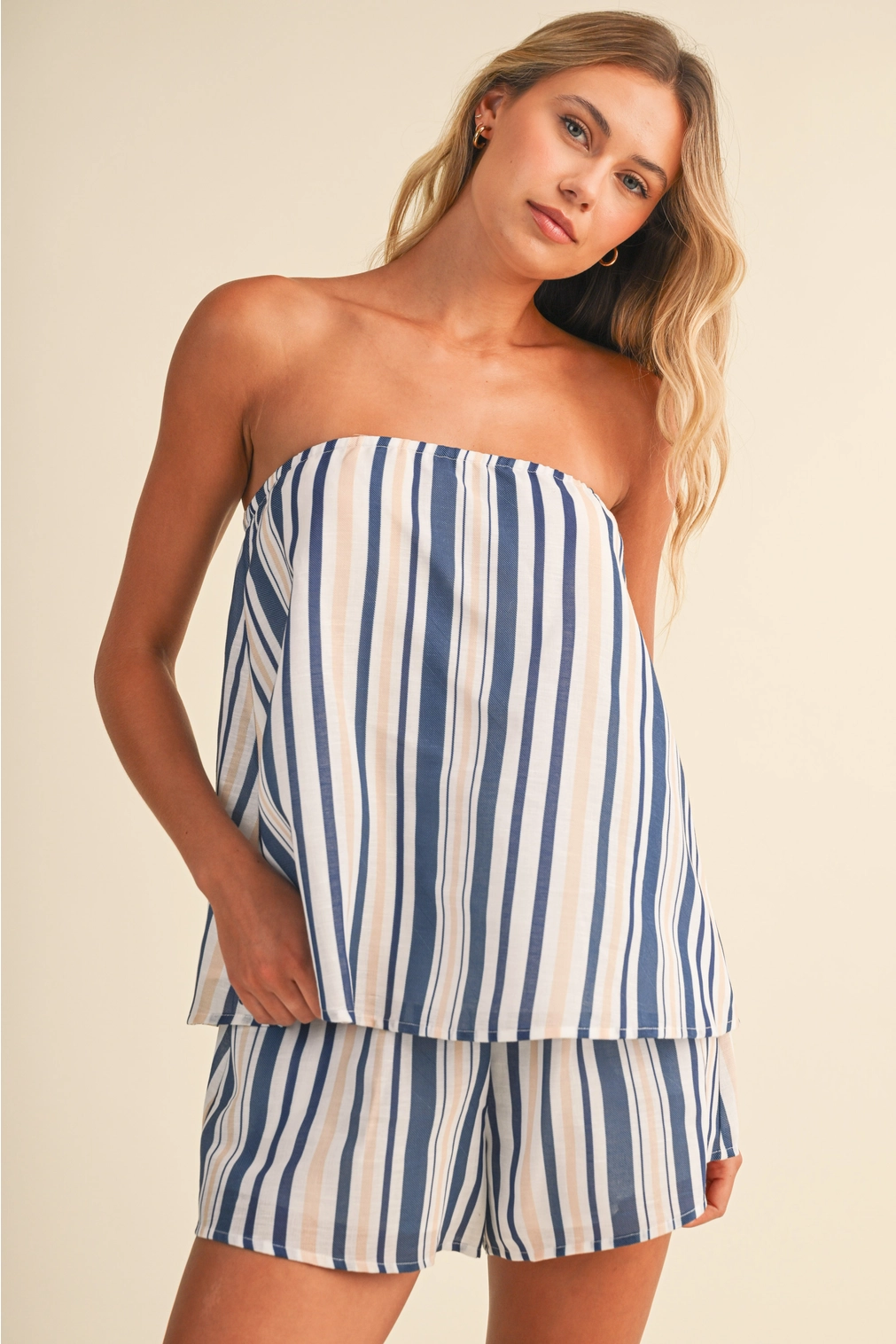 Kaia Striped Strapless Set