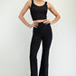 Nylon Rib V Neck Tank black