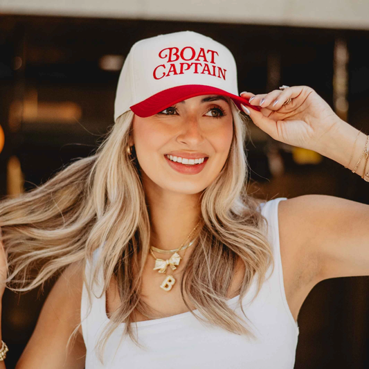 Boat Captain Two-Toned Retro Hat Red and Tan