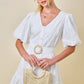 Dorthy White Ruffle Bubble Sleeve Dress
