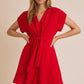 Gia Red V Neck Dress