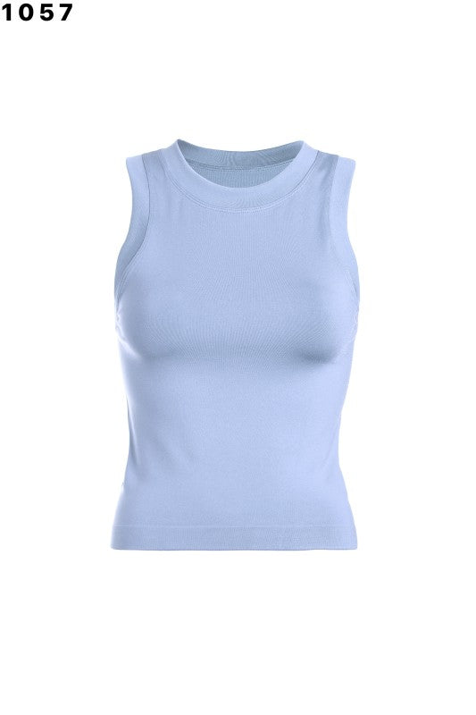 High neck banded tank