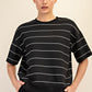 Modal Scuba Stripe Short Sleeve Top Black