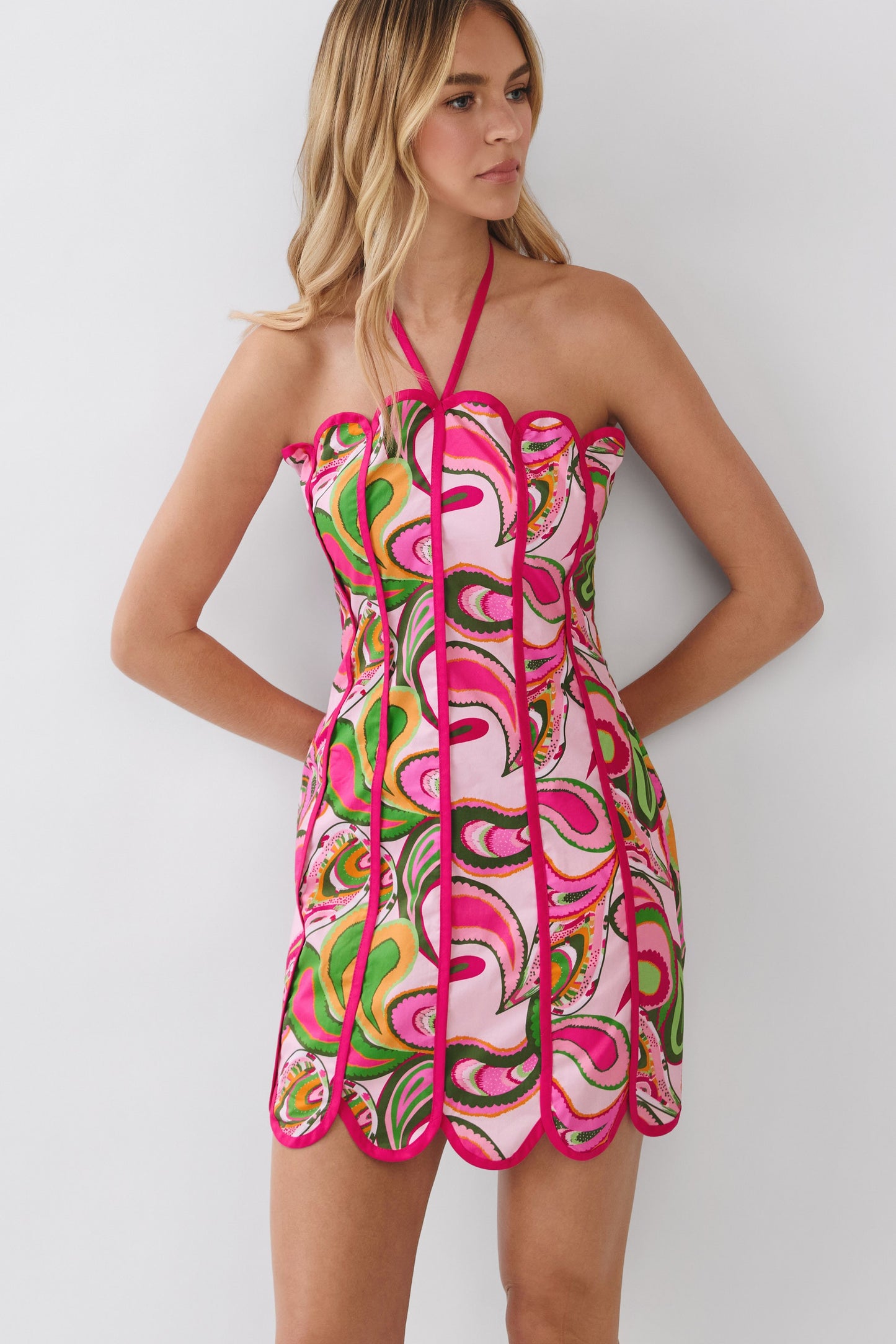 Tina Pink Halter Dress