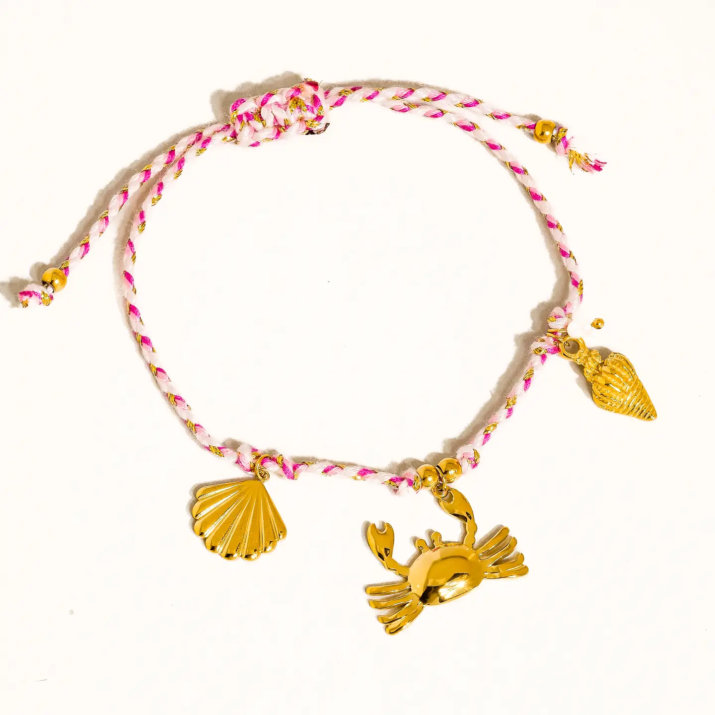 MULTIPLE COLORS Menton 18K Gold Non-Tarnish Summer Rope Charm Bracelet