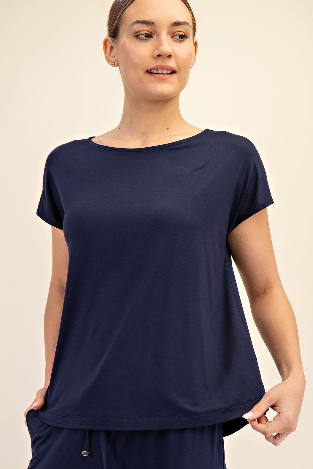 Basic Boat Neck Top navy