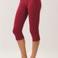 Contrast Waist Capri Leggings Burgundy