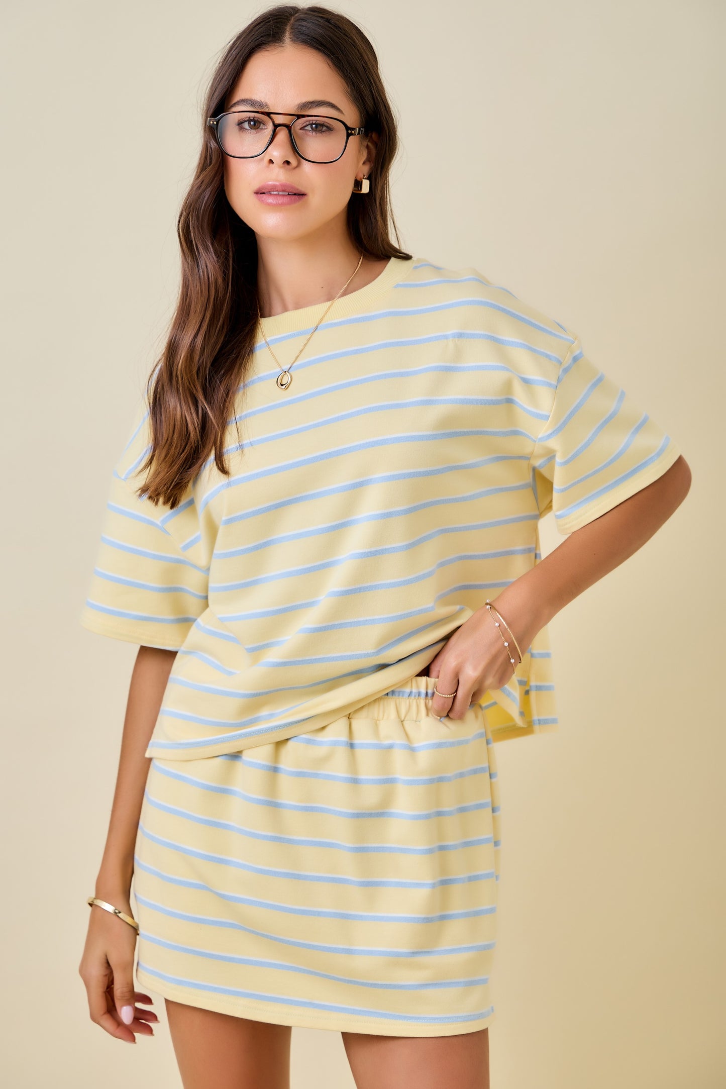 Dylan Striped Set Top Yellow