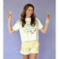 Yellow Gingham Denim Ruffle Short