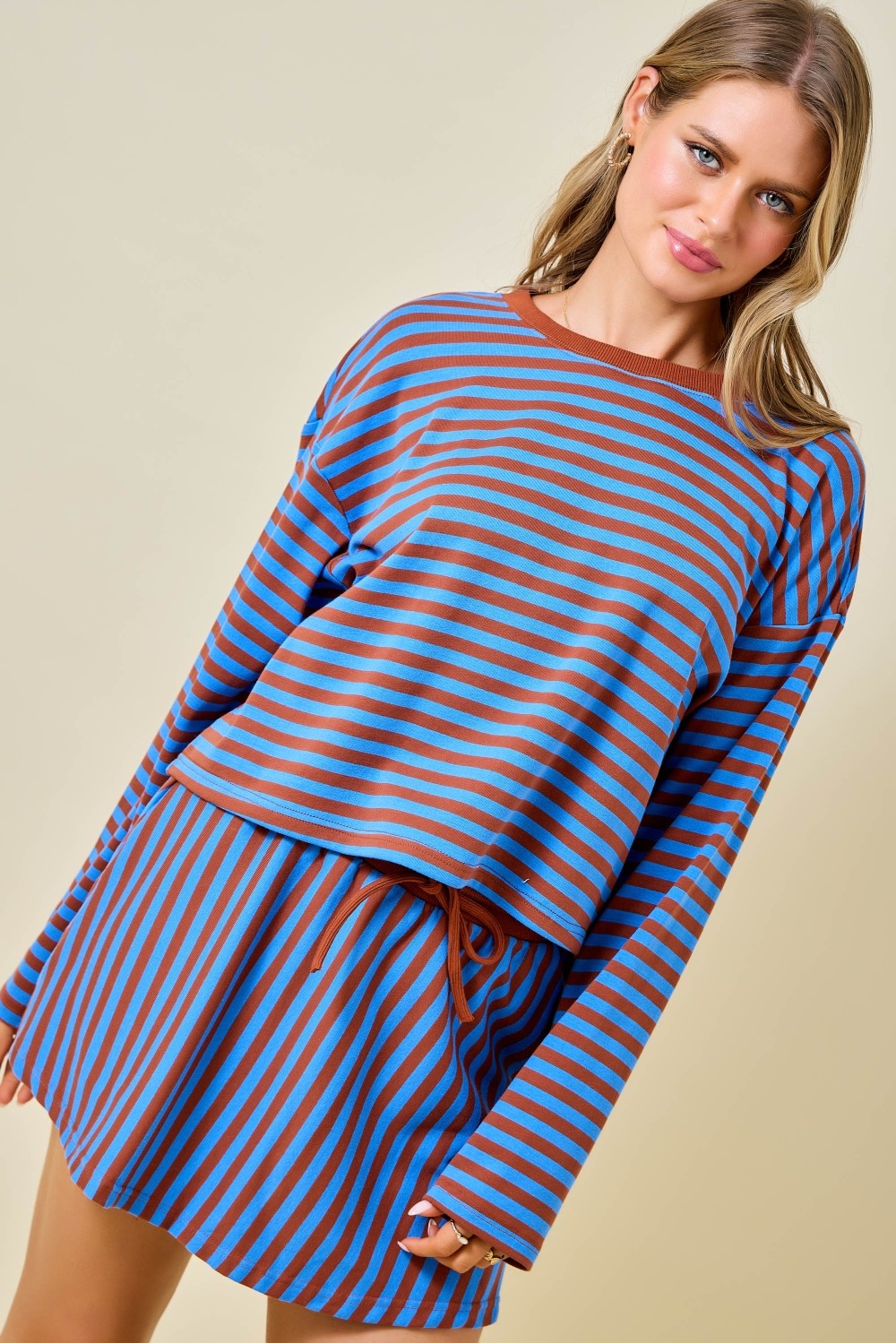Daniela Blue and Brown Top