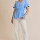 Grace Blue V Neck Top
