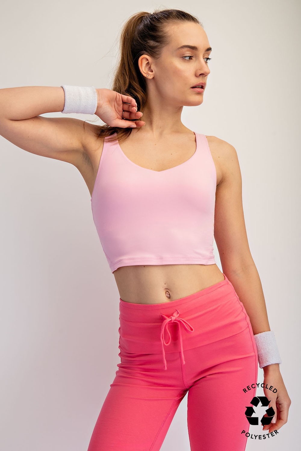 V Neck Yoga Top Sugar Pink
