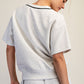 Modal Piping V Neck Top Grey