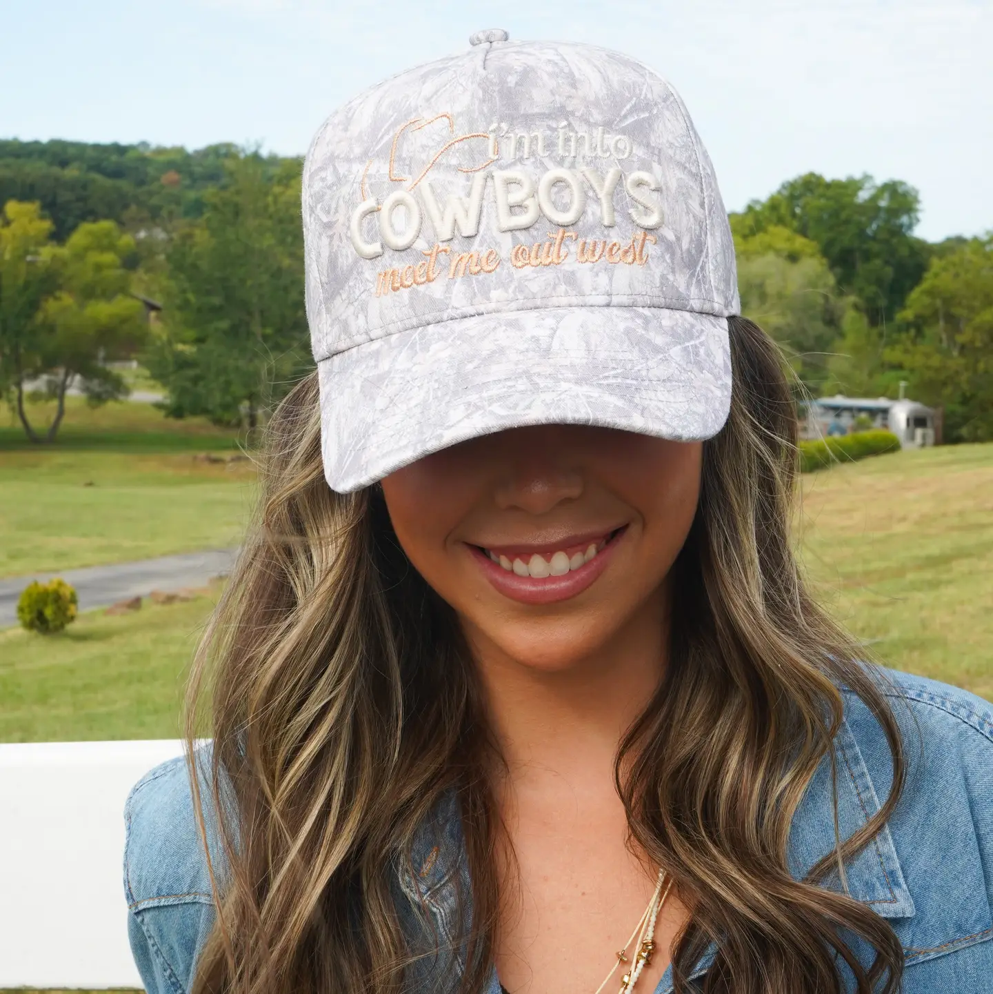 I'm Into Cowboys - Washed Camo Trucker Hat
