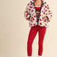 Cozy Oversized Rose Pattern Fleece Zip Up Jacket