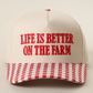 Life Is Better On the Farm 3D Embroidered Gingham Hat
