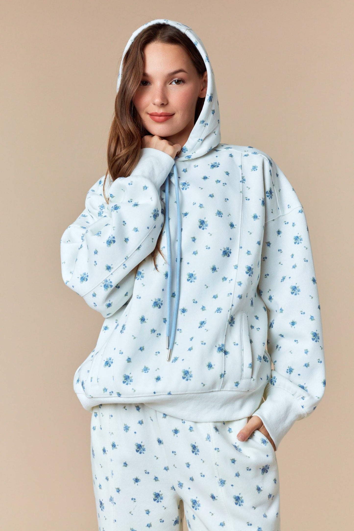 Polly Blue Floral Hoodie