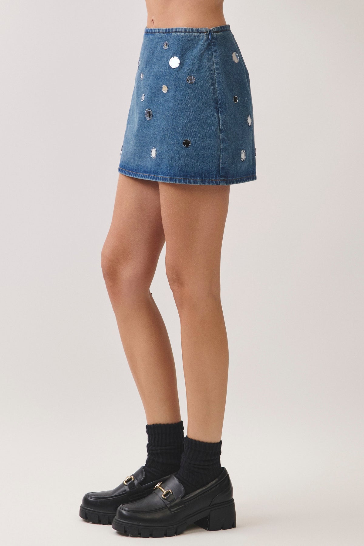 Teller Denim Mirror Skirt