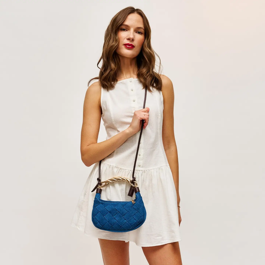 Yvette Woven Crossbody Denim Brown Purse