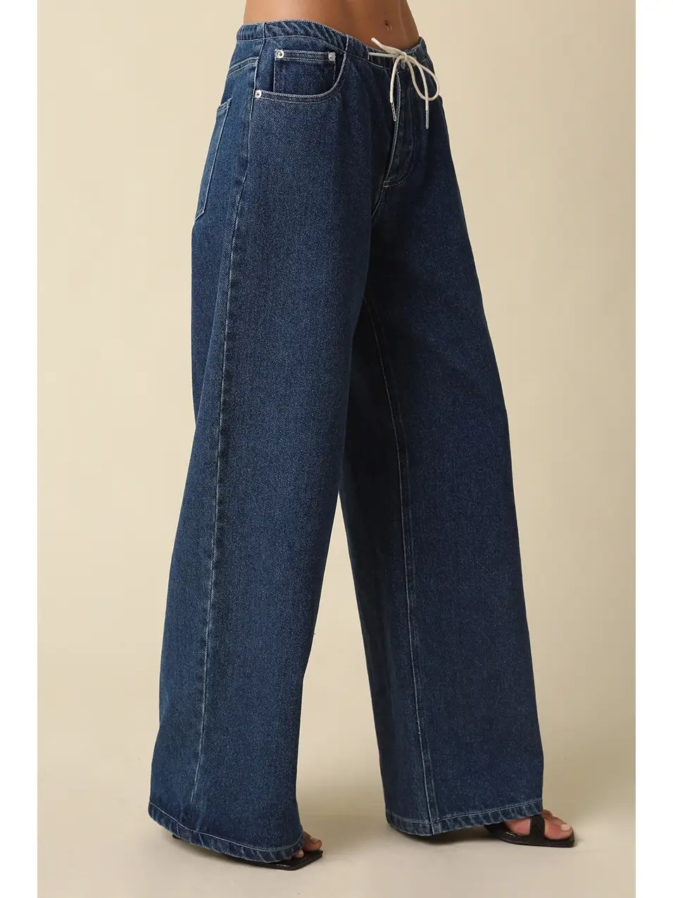 Cora Drawstring Wide Leg Jeans