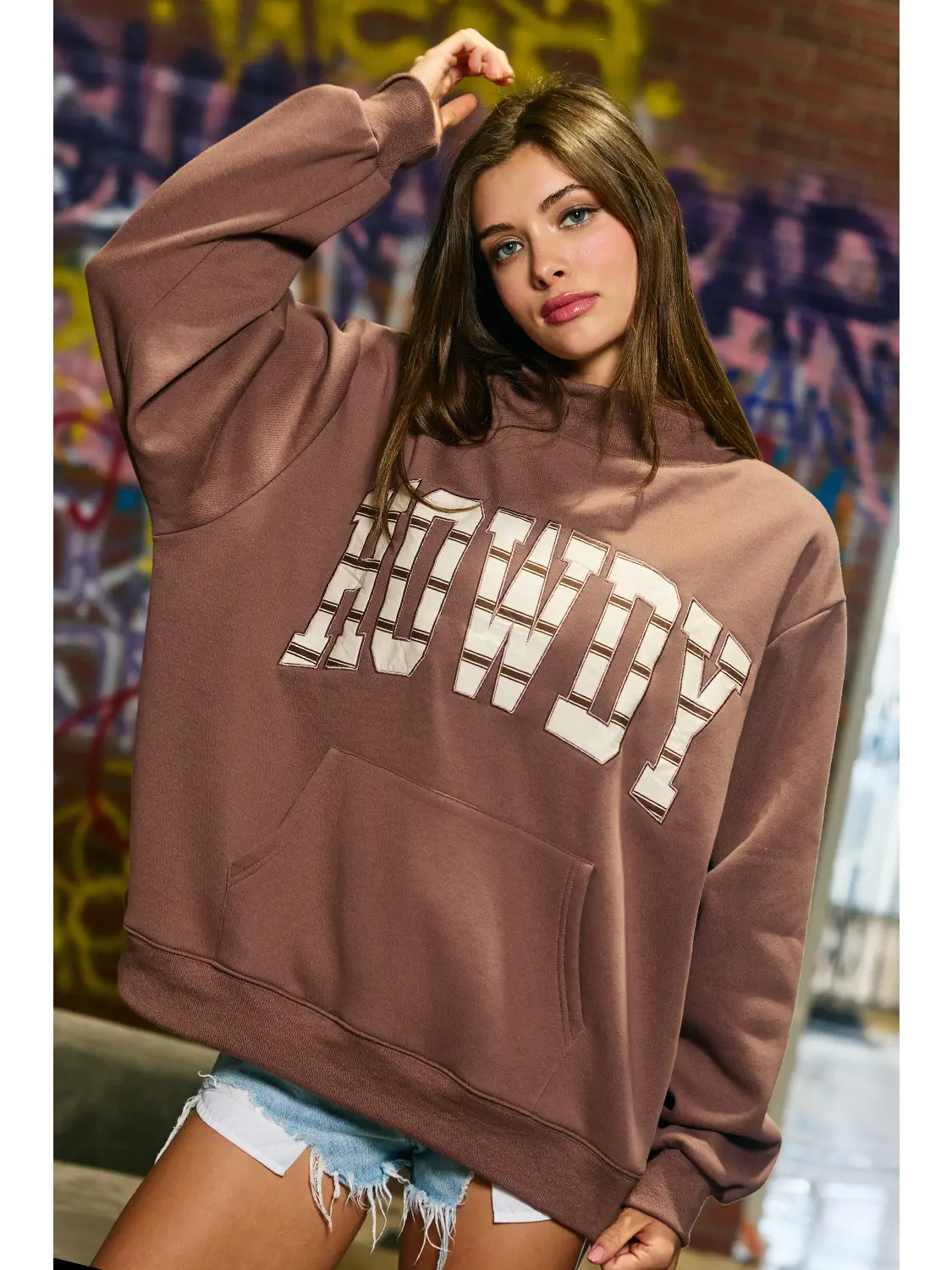 Howdy Brown Mockneck