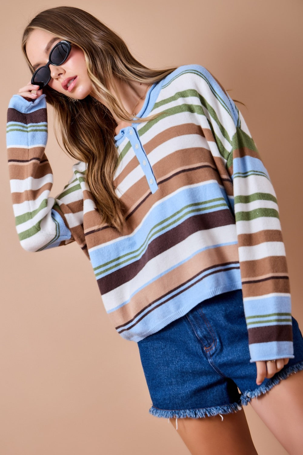 Deb Blue and Brown Striped Sweater