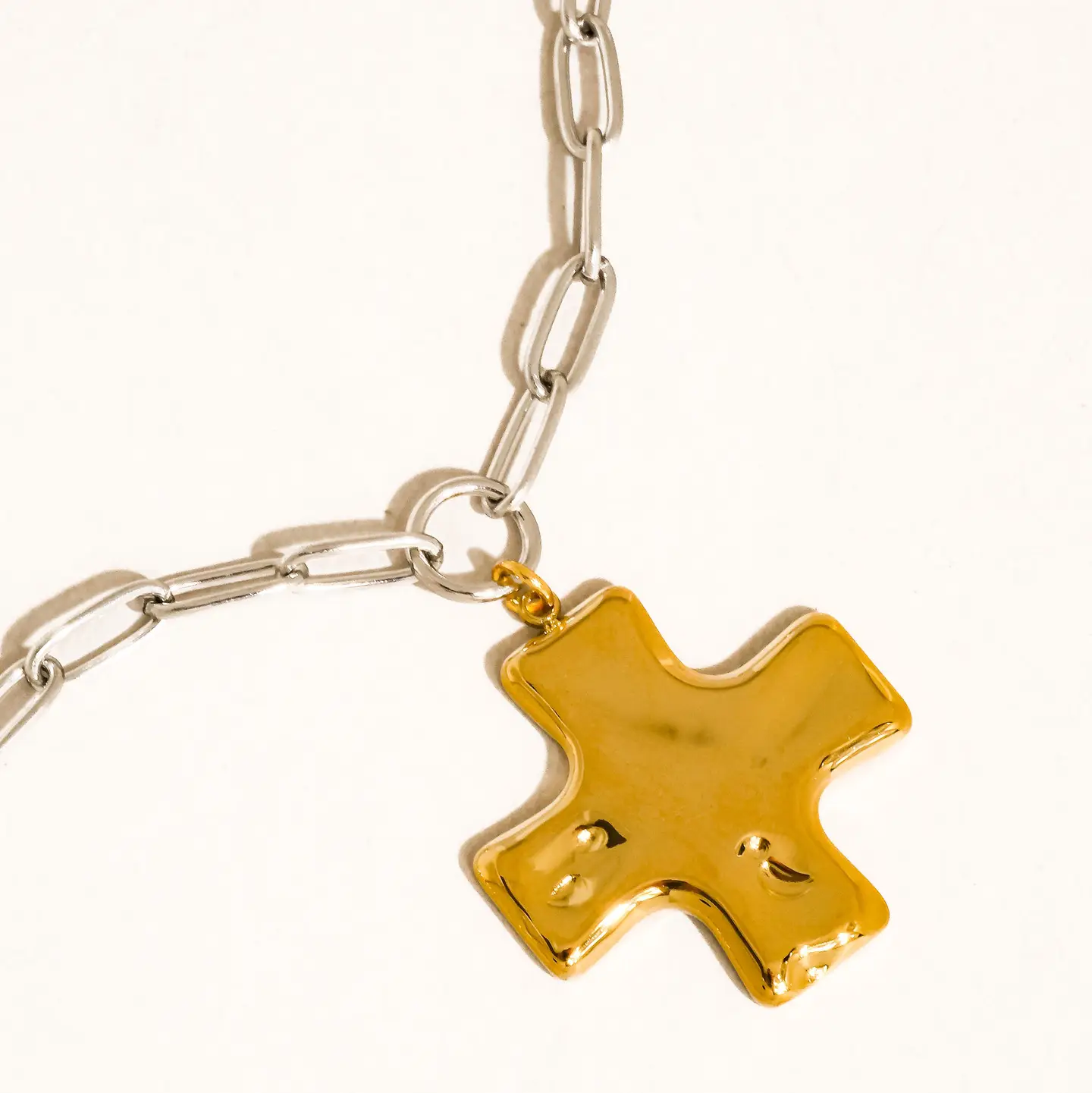Zeni 18K Gold Non-Tarnish Cross Pendant Chain Necklace Multi-Colored