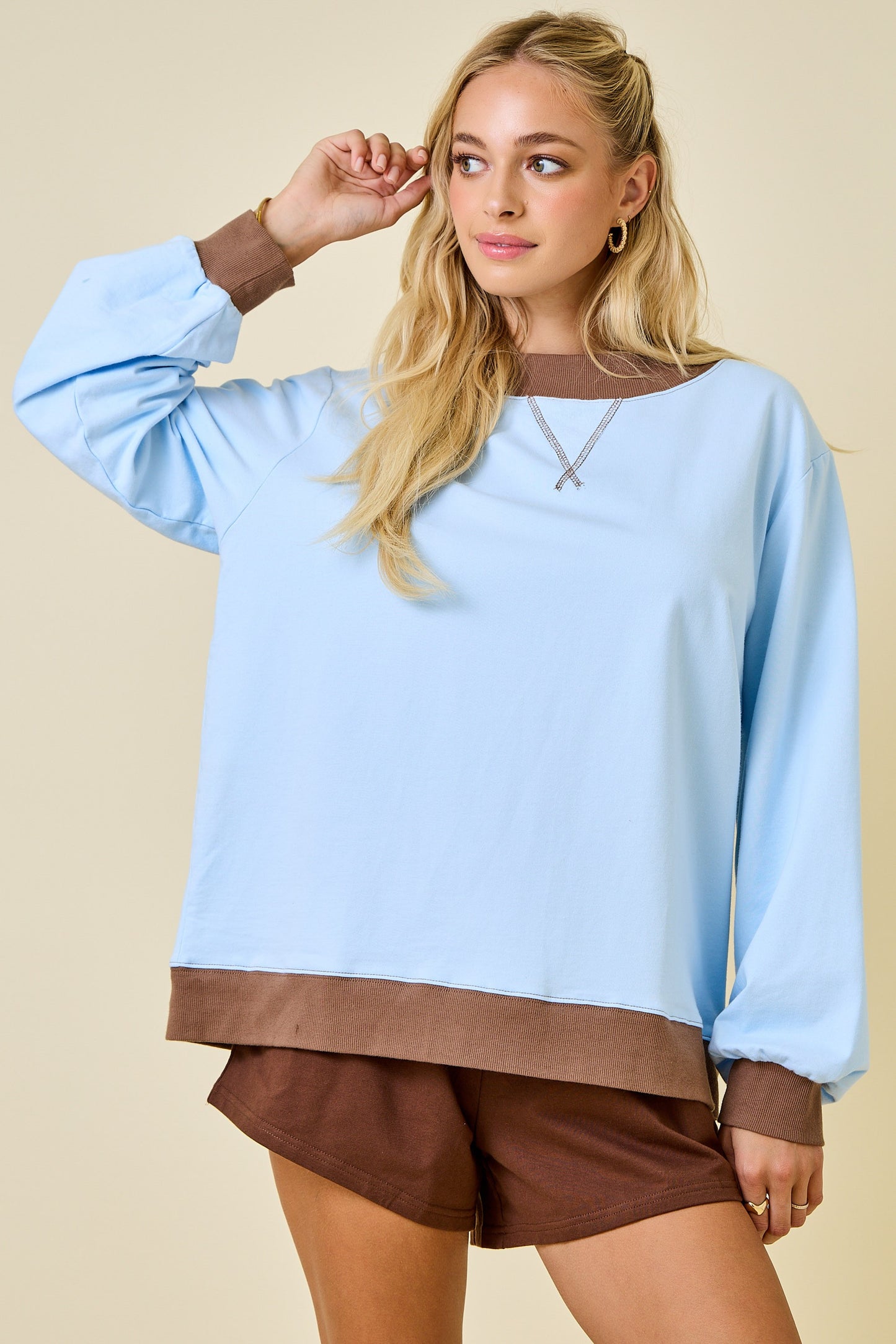 Dani Blue Color Block Top