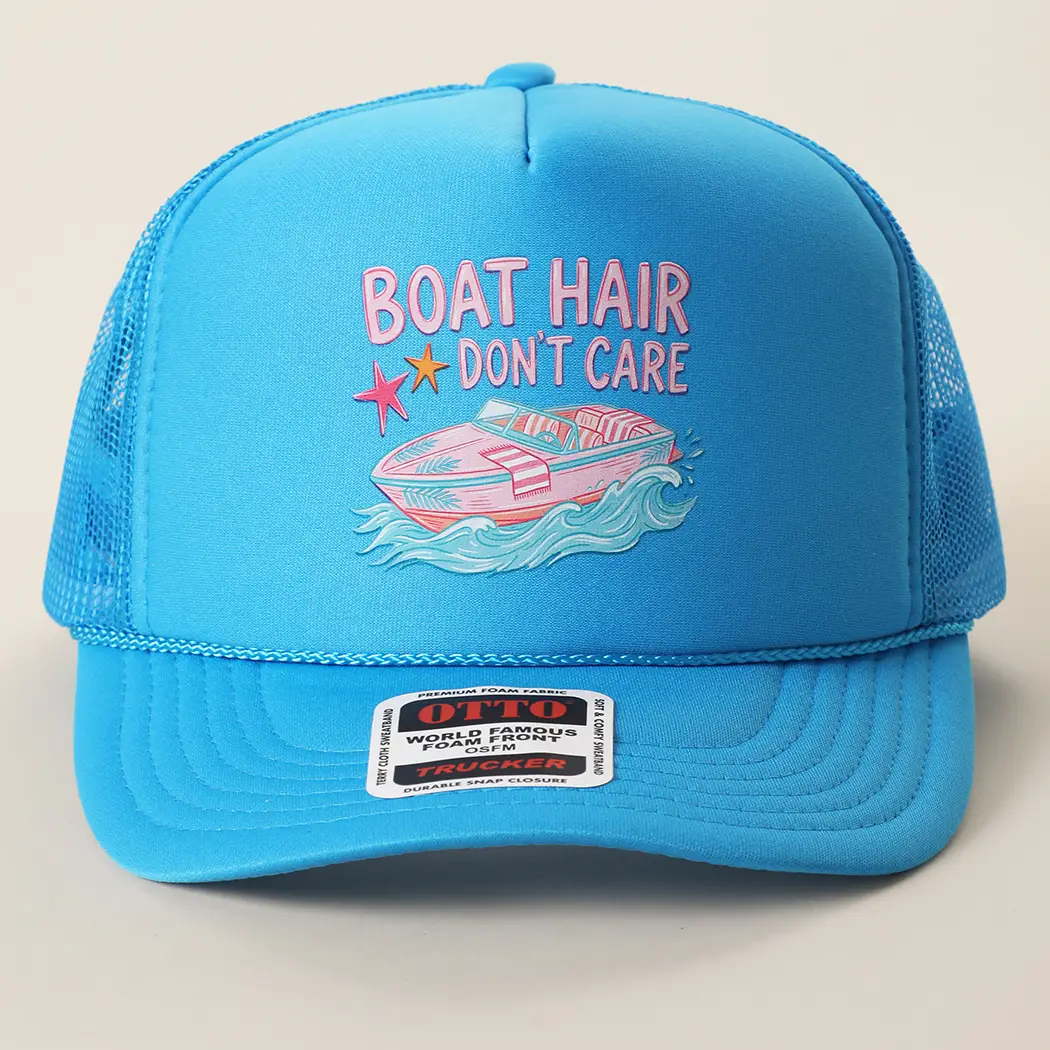 Boat Hair Don't Care Foam Mesh Trucker Hat Blue