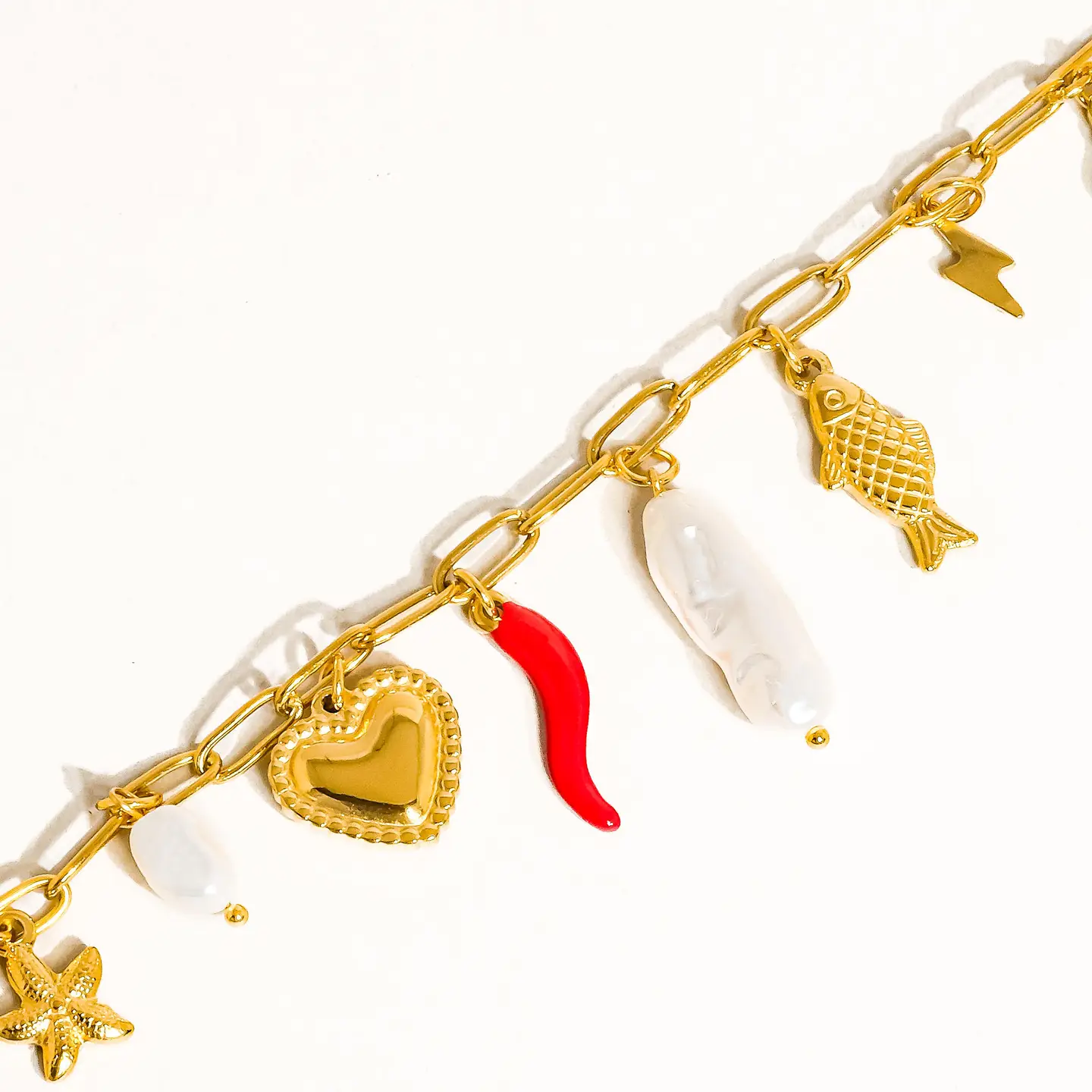 Filigrane 18K Gold Non-Tarnish Pepper Fish Charm Necklace