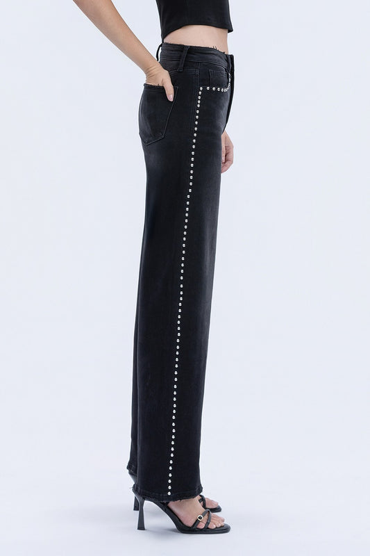 Vervet High Rise Nail Detail Wide Jeans