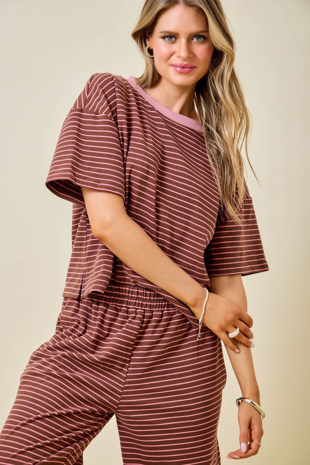 Debra Brown Striped Set Top