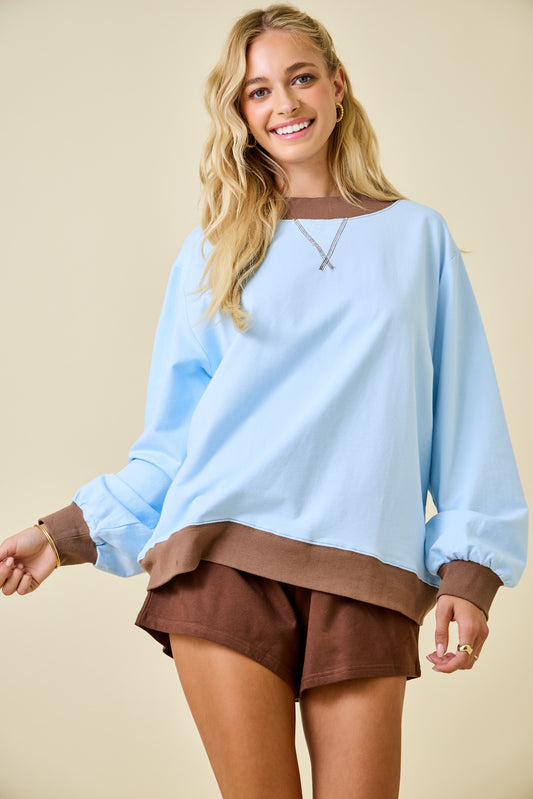 Dani Blue Color Block Top