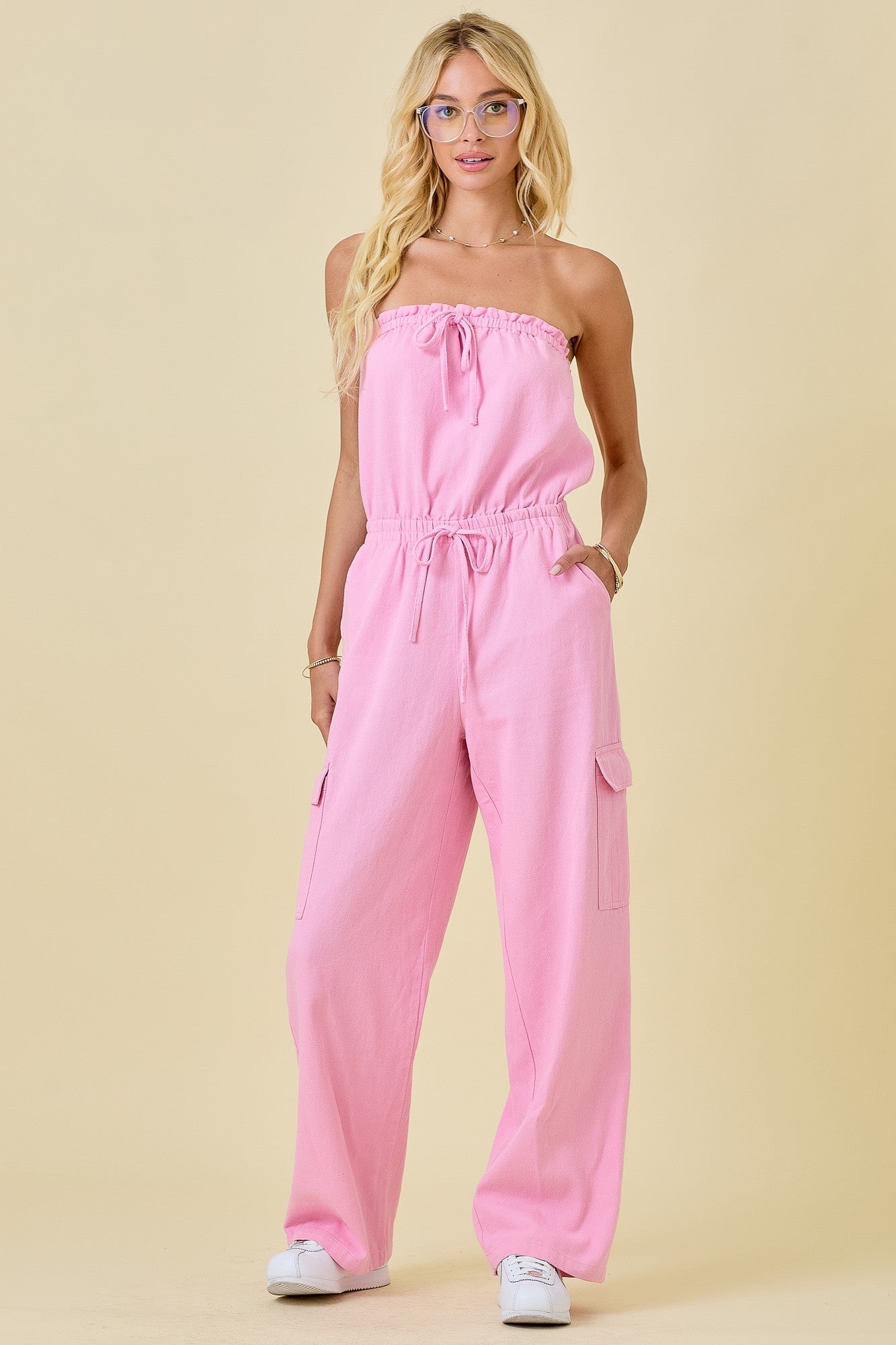 Bella Pink Cargo Jumpsuit