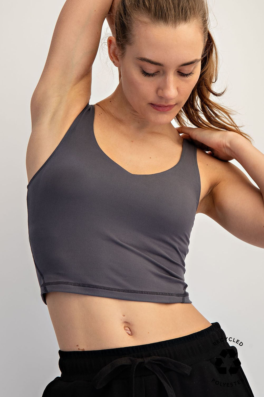V Neck Yoga Top Charcoal