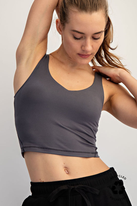 V Neck Yoga Top Charcoal