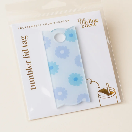 Tumbler Lid Tag-Darling Daisy Aqua
