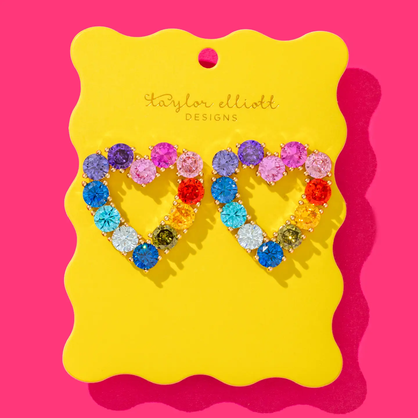 Drop Earrings - Hearts w/ Colorful Gems - Katie