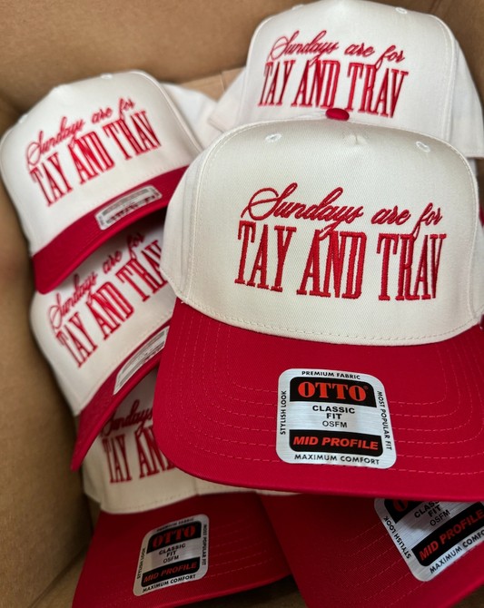 Sundays Are For Tay + Trav - Red Vintage Trucker Hat